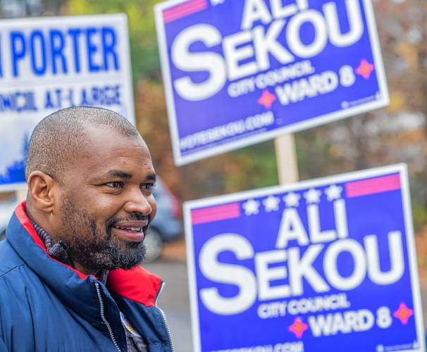 Ali Sekou outside the Ward 8 polling place on Tuesday, November 7, 2023.