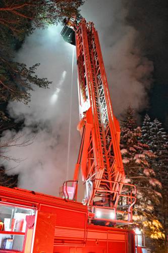 An overnight fire destroyed a garage at 69 Village Street in Penacook.