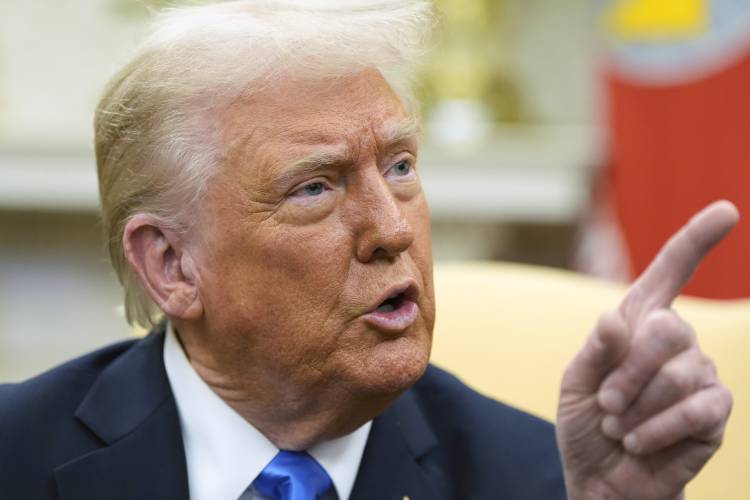 President Donald Trump speaks in the Oval Office at the White House, Tuesday, Feb. 11, 2025, in Washington.