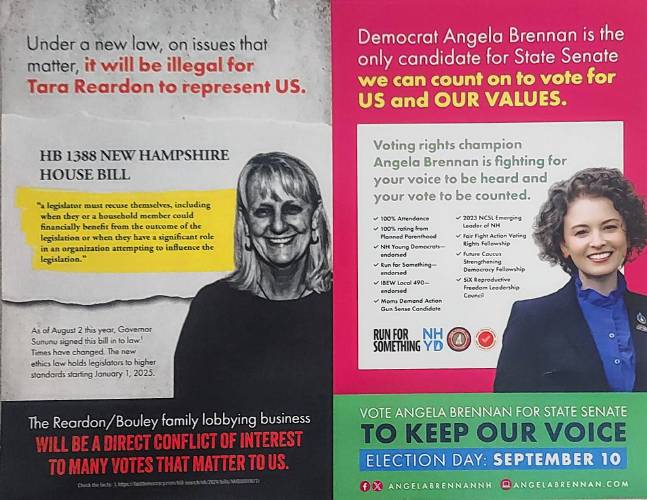 A mailer by rival Democrat Angela Brennan claims it would be 