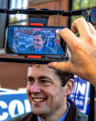 Candidate Colin Van Ostern is interviewed after voting in the Democratic primary in the stateâs 2nd Congressional District at Ward 5 in Concord on Tuesday morning, September 10, 2024.