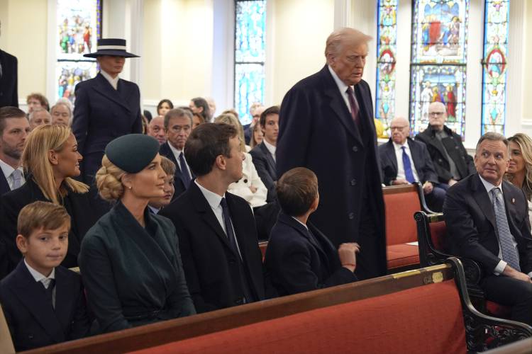 President-elect Donald Trump and Melania Trump arrive for a service at St. John's Church, Monday, Jan. 20, 2025, in Washington, ahead of the 60th Presidential Inauguration. (AP Photo/Evan Vucci)