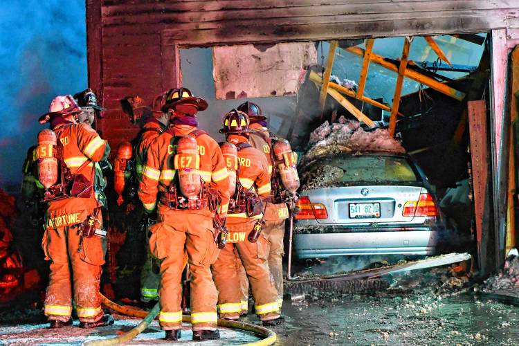 An overnight fire destroyed a garage at 69 Village Street in Penacook.