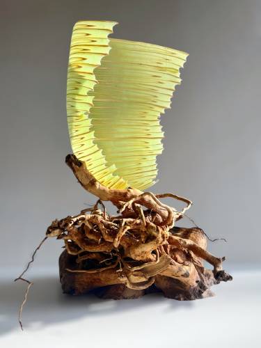 Two Villages Art Society's newest exhibit, “Whose Woods These Are, I Think I Know,” features the work of Kathleen Dustin, Dan Dustin, and Donna Zils Banfield. Pictured: a collaboration between Dan Dustin and Kathleen Dustin.