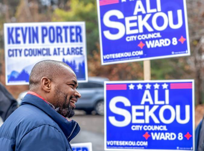 Ali Sekou outside the Ward 8 polling place on Tuesday, November 7, 2023.