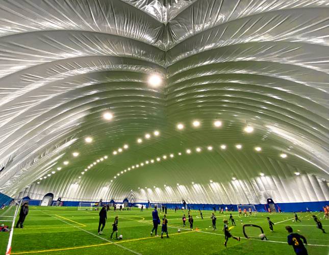 The AutoFair SportsDome in Goffstown has an 80,000-square-foot field, with 7-on-7, 9-on-9 and full 11-on-11 soccer inside the facility.