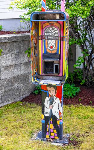 A painted outdoor phone at the New Hampshire Telephone Museum in Warner.