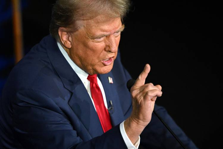 Former President and Republican presidential candidate Donald Trump speaks during a presidential debate with Vice President and Democratic presidential candidate Kamala Harris at the National Constitution Center in Philadelphia on Tuesday, Sept. 10, 2024. (Saul Loeb/AFP/Getty Images/TNS) Former President and Republican presidential candidate Donald Trump speaks during a presidential debate with Vice President and Democratic presidential candidate Kamala Harris at the National Constitution Center in Philadelphia on Tuesday, Sept. 10, 2024. (Saul Loeb/AFP/Getty Images/TNS)