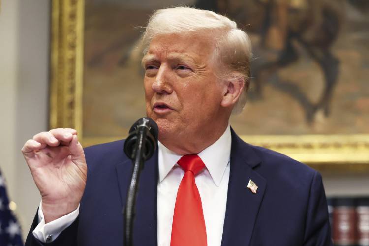 President Donald Trump speaks in the Roosevelt Room of the White House in Washington, Monday, March 3, 2025. (Pool via AP) President Donald Trump speaks in the Roosevelt Room of the White House in Washington, Monday, March 3, 2025. (Pool via AP)