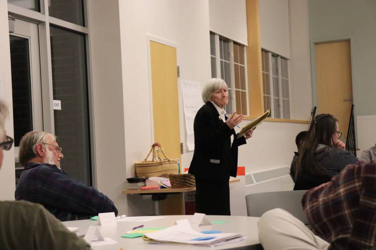 Concord superintendent Kathleen Murphy speaks to a group of about 35 attendees at a forum about the future of the Rundlett Middle School building project on Nov. 16, 2022. Concord superintendent Kathleen Murphy speaks to a group of about 35 attendees at a forum about the future of the Rundlett Middle School building project on Nov. 16, 2022.