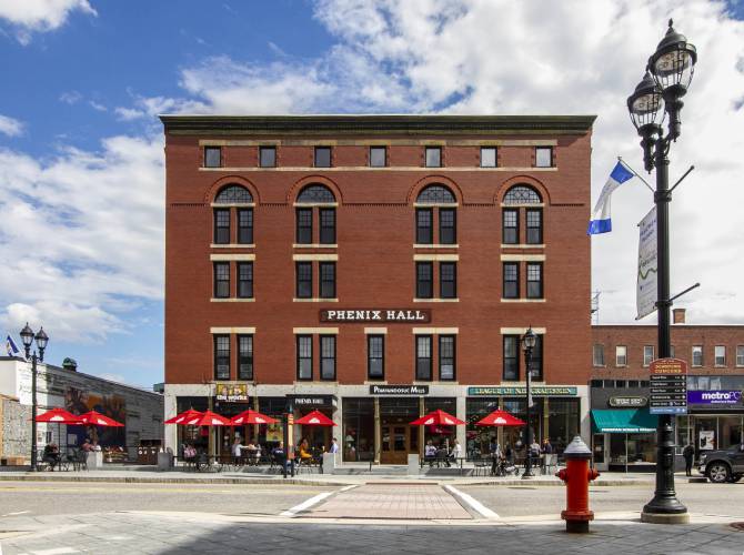 Outside of the Phenix Hall building located in Downtown Concord on Main Street October 1st, 2020.