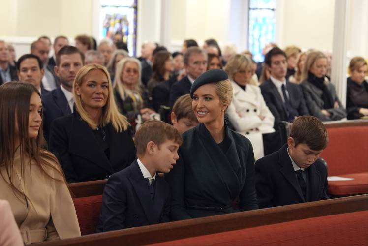 Family members including Ivanka Trump, arrive before President-elect Donald Trump for a service at St. John's Church, Monday, Jan. 20, 2025, in Washington, ahead of the 60th Presidential Inauguration. (AP Photo/Evan Vucci)