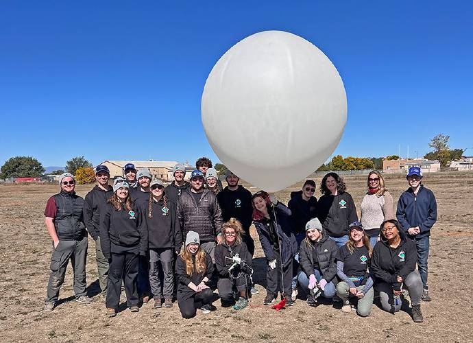 The Plymouth State University team in New Mexico during 2023 launches of weather-monitoring balloons during a solar eclipse. They will be performing similar research in the town of Pittsburg, N.H., around the April 8 solar eclipse.