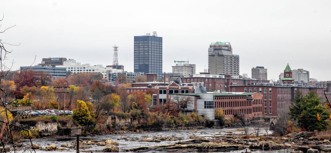 The view of Manchester from the Amoskeag Fishways Learning Center on Wednesday, October 30. 2024.
