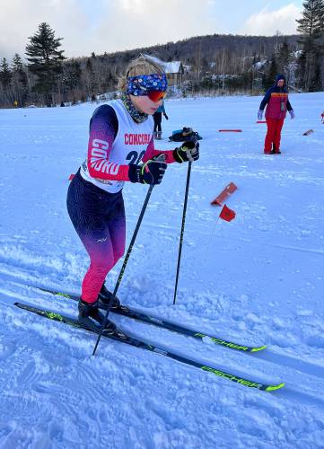 Concord’s Phoebe Dater-Roberts competes in a classic Nordic ski race at Waterville Valley on Tuesday.