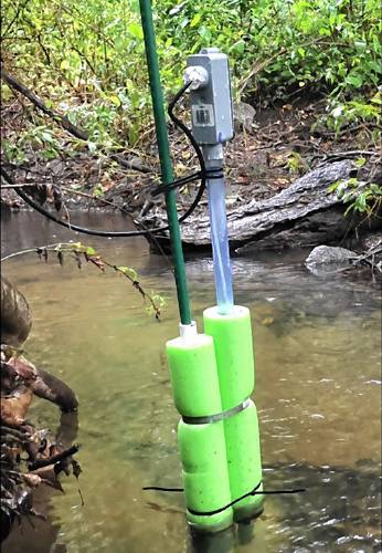 UNH device for measuring CO2 emissions from running water. 