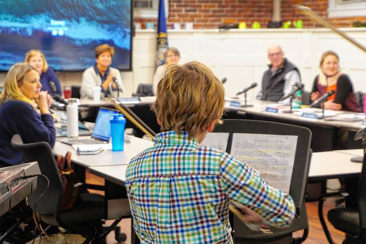 A string ensemble of students from Broken Ground Elementary School delighted members of the Concord School Board Monday night with performances of 