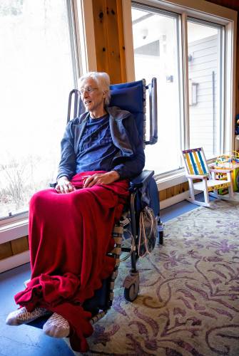 Art Ellison, a three-term House Democrat from Concord, sits in the family room of the Granite VNA Hospice Center to discuss the food bill legislation bill he wants to be passed.