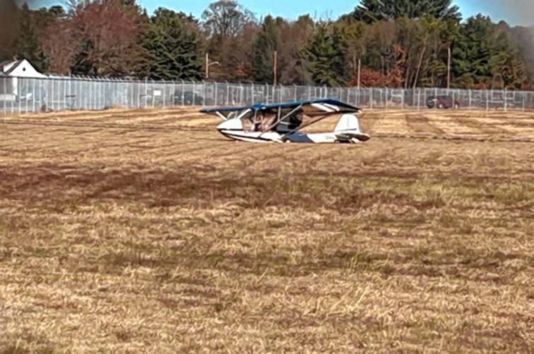 A pilot was uninjured when a small plane crash-landed at the Concord airport just before 11 a.m. Wednesday morning. 