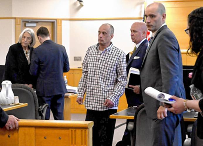 YDC plaintiff David Meehan walks out of the courtroom during a break in his civil trial at Rockingham County Superior Court in Brentwood on April 17, 2024.