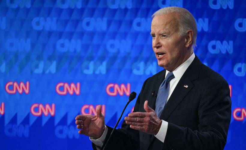 President Joe Biden participates in the first presidential debate of the 2024 elections with former President and Republican presidential candidate Donald Trump at CNN's studios in Atlanta on June 27. President Joe Biden participates in the first presidential debate of the 2024 elections with former President and Republican presidential candidate Donald Trump at CNN's studios in Atlanta on June 27.