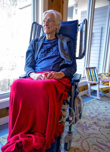 Art Ellison, a three-term House Democrat from Concord, sits in the family room of the Granite VNA Hospice Center to discuss the food bill legislation bill he wants to be passed.