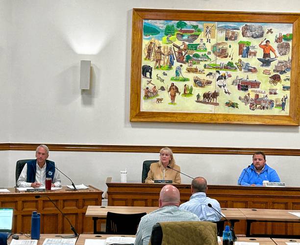 Merrimack County Commissioners Tara Reardon, Stuart Trachy (left), and David Lovlien Jr. field a request to contribute to emergency services currently shared by Boscawen, Canterbury, and Salisbury. Merrimack County Commissioners Tara Reardon, Stuart Trachy (left), and David Lovlien Jr. field a request to contribute to emergency services currently shared by Boscawen, Canterbury, and Salisbury.