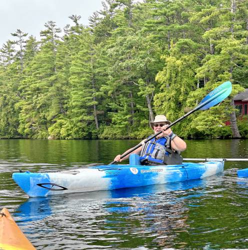Mark Race kayaks with New England Healing Sports Association on Lake Blaisdell in Sutton, New Hampshire. Mark Race kayaks with New England Healing Sports Association on Lake Blaisdell in Sutton, New Hampshire.