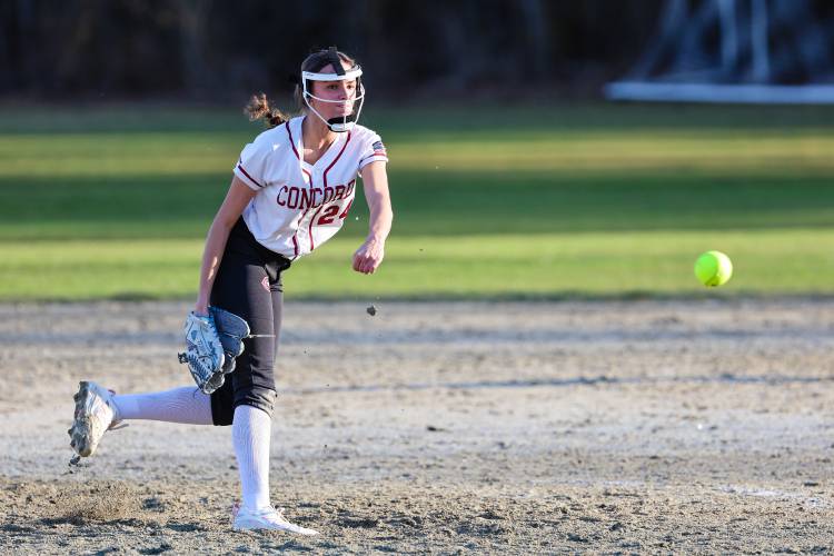 Concord's Bailey Cassin delivers a pitch during the Crimson Tide’s season-opening softball game against Bishop Guertin. Cassin pitched well in relief, but the Tide fell to the Cardinals, 8-6, on Monday. Concord's Bailey Cassin delivers a pitch during the Crimson Tide’s season-opening softball game against Bishop Guertin. Cassin pitched well in relief, but the Tide fell to the Cardinals, 8-6, on Monday.
