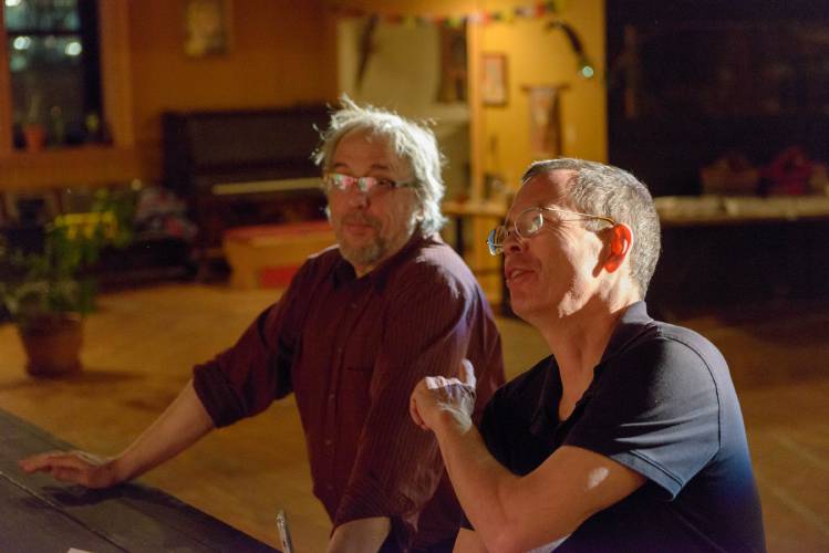 Rick Broussard, left, and John Hession share duties as producers, directors and cinematographers during the original shoot of their film.