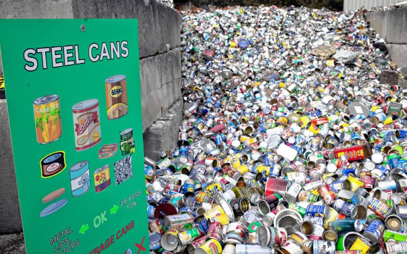 The steel cans dumping area at the Hopkinton Webster Transfer Station in Hopkinton on Wednesday.