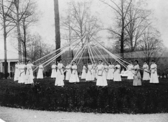 Our ancestors celebrated the first of May each year by blowing Fish Horns and Dancing around the Maypole at White Park in Concord. Our ancestors celebrated the first of May each year by blowing Fish Horns and Dancing around the Maypole at White Park in Concord.