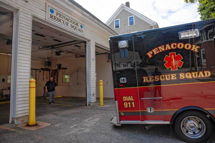 A Penacook Rescue ambulance returns to the station in Boscawen.