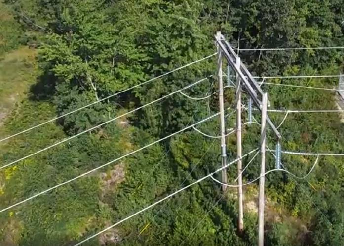 Footage from a drone flown over Eversource power lines in Allenstown. 