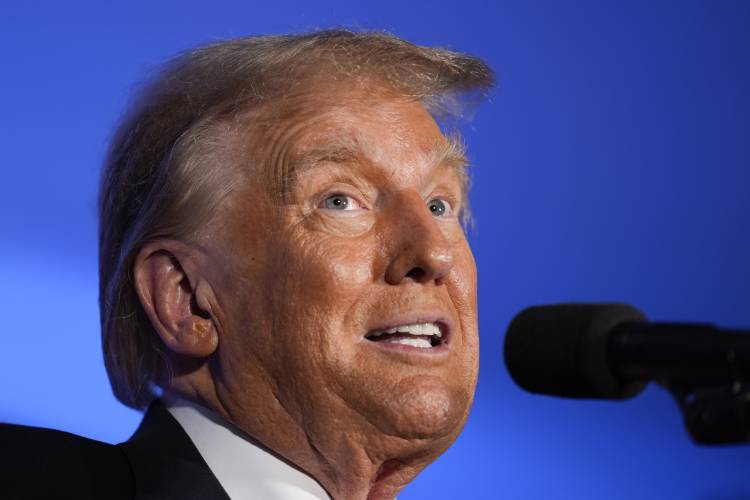 Republican presidential candidate former President Donald Trump speaks at a campaign event in Portsmouth, N.H., Wednesday, Jan. 17, 2024. (AP Photo/Matt Rourke)