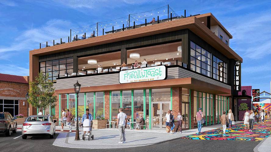 Artist illustrations depict Arts Alley, a new downtown development designed and under construction by Procon. It's scheduled to open next spring.