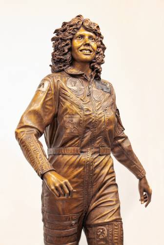 The sculptiure of Christa McAuliffe.