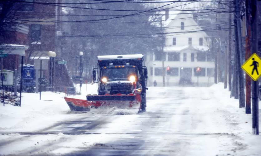 A Concord snowplow works clearing the snow on Green Street on the snowstorm on Sunday, January 7, 2024. Another storm is expected later in the week.