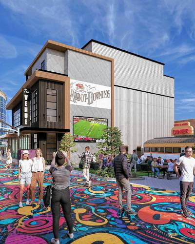 Artist illustrations depict Arts Alley, a new downtown development designed and under construction by Procon. It’s scheduled to open next spring.