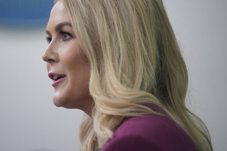 White House press secretary Karoline Leavitt speaks during a briefing at the White House, Tuesday, Jan. 28, 2025, in Washington. (AP Photo/Evan Vucci)