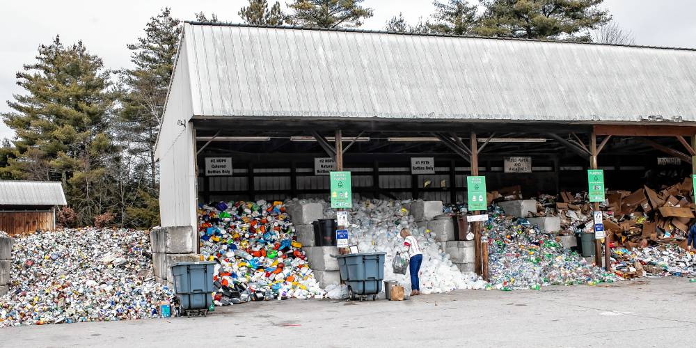 The recycling bins at the Hopkinton Webster Transfer Station on Wednesday, January 3, 2024.