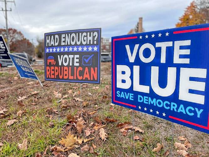 New Hampshire voters have plenty to consider these days at a Portsmouth intersection.