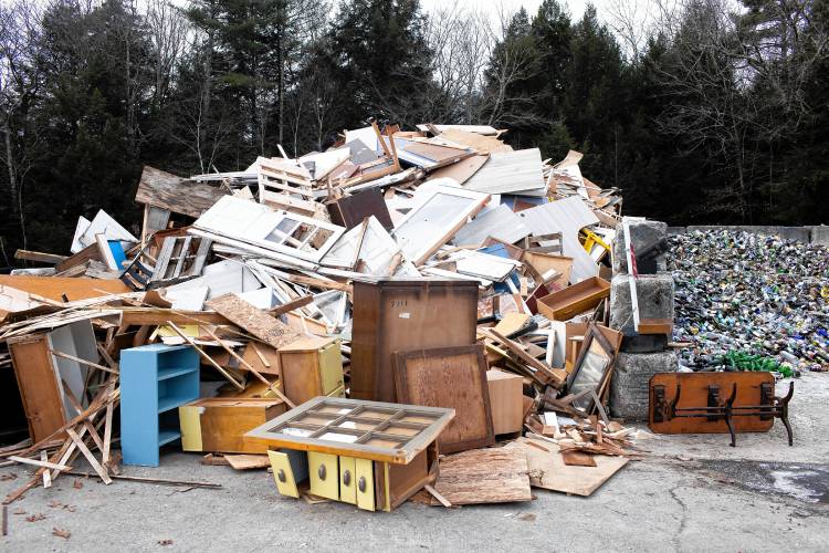 A pile of building materials at the Hopkinton Webster Transfer Station on Wednesday.