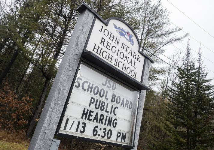 The sign outside of John Stark Regional High School. The sign outside of John Stark Regional High School.