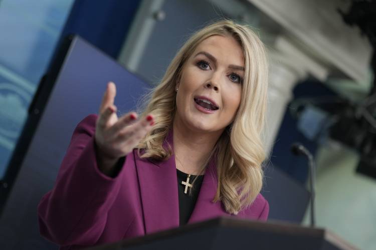 White House press secretary Karoline Leavitt speaks at the daily briefing at the White House in Washington, Tuesday, Jan. 28, 2025. (AP Photo/Ben Curtis)