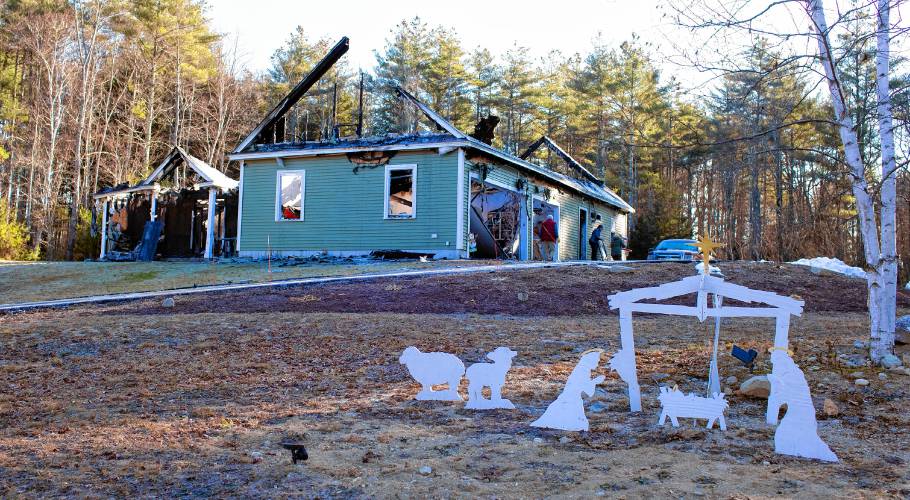 All that is left of the house at 18 Granite Valley in Contoocook on Thursday, November 30, 2023.