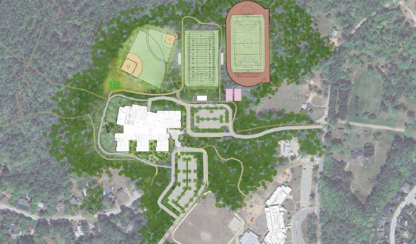 A rendering of the location of a new Concord middle school near Broken Ground and Mill Brook schools on the city's East side. A rendering of the location of a new Concord middle school near Broken Ground and Mill Brook schools on the city's East side.