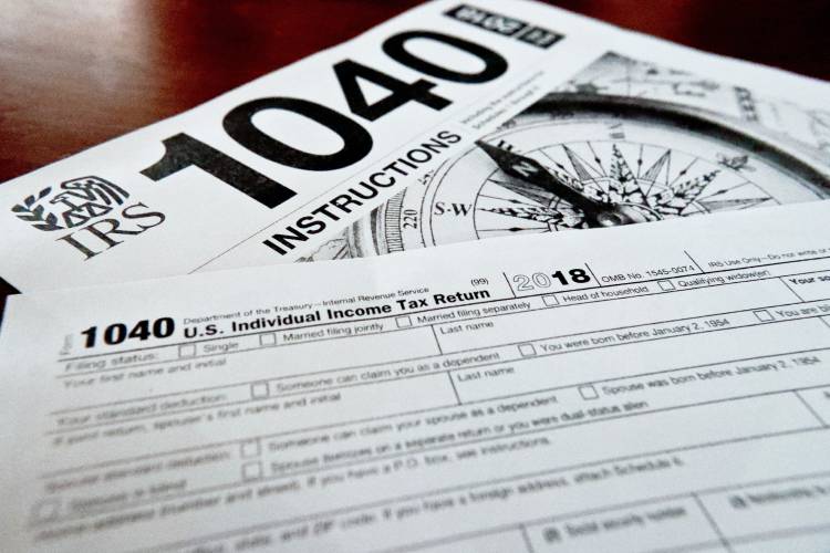 Internal Revenue Service tax forms are seen on Feb. 13, 2019. Internal Revenue Service tax forms are seen on Feb. 13, 2019.