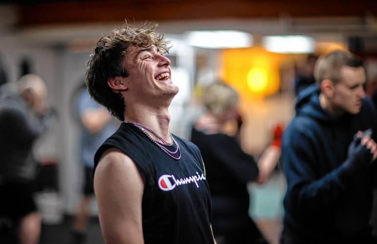 Ronny Philbrick warms up for his boxing class at Averill's Boxing in downtown Concord on March 7, 2024. Philbrick is hoping to box in the future and takes the class with his brother, Ritchie.