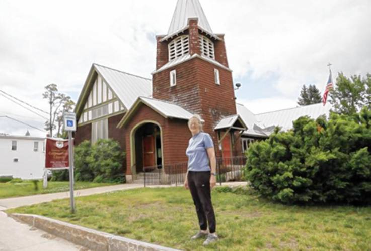 Conway Village Congregational Church Head Trustee Anne Getchell stands outside the Brown Church on Monday. Conway Village Congregational Church Head Trustee Anne Getchell stands outside the Brown Church on Monday.